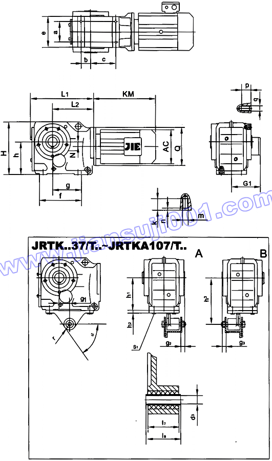 JRTK斜齒輪—傘齒輪減速機電機